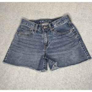 Old Navy Jean Shorts Youth Size 14 Sky High Rise Denim Cut-Off Adjustable Waist